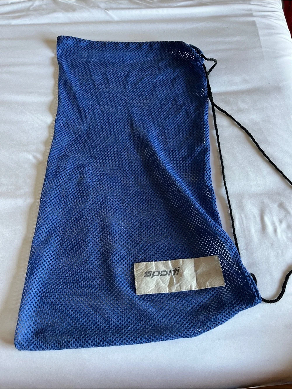 Sporti Blue Mesh Drawstring Swim Gear Bag Backpack 14x28 Wet/Dry Travel Sack